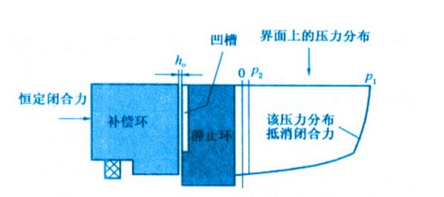 圖1中表示是在零轉(zhuǎn)速、間隙為h的條件之下的密封端面間隙的膜壓分布曲線