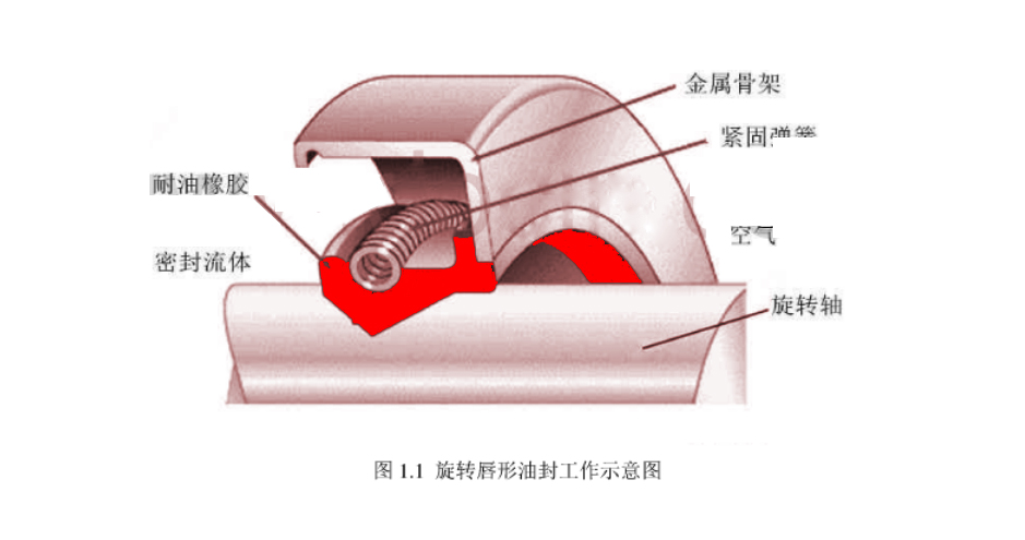 旋轉唇形油封工作原理示意圖