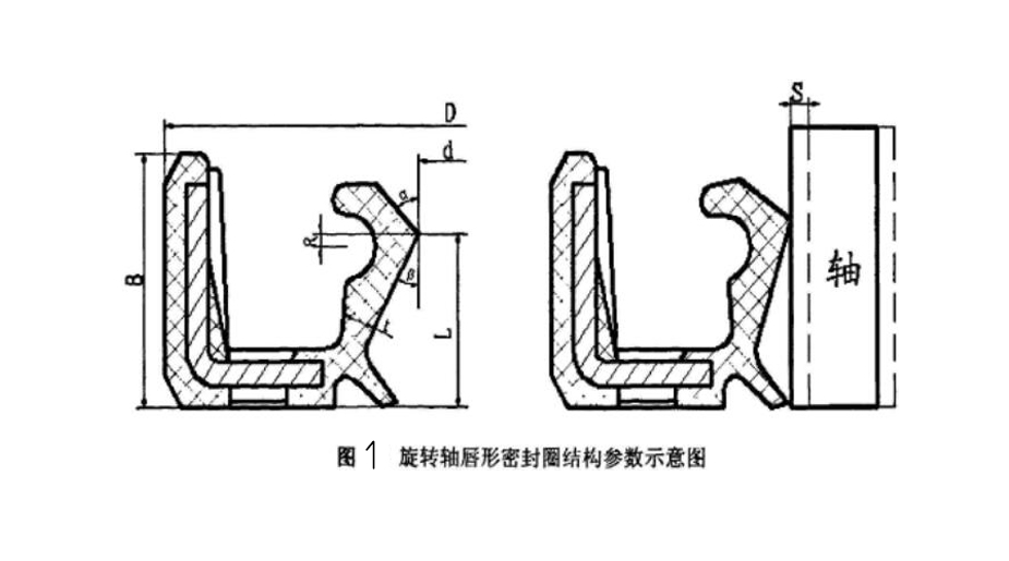 旋轉軸唇形油封密封圈的結構參數示意圖