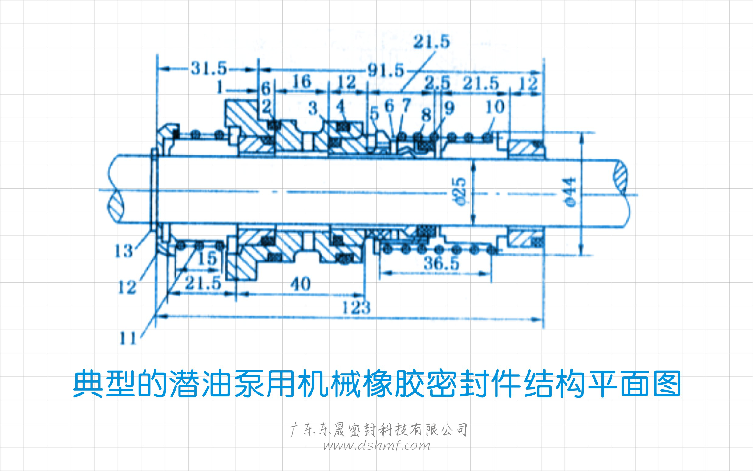 典型的潛油泵用機械橡膠密封圈結(jié)構(gòu)平面圖