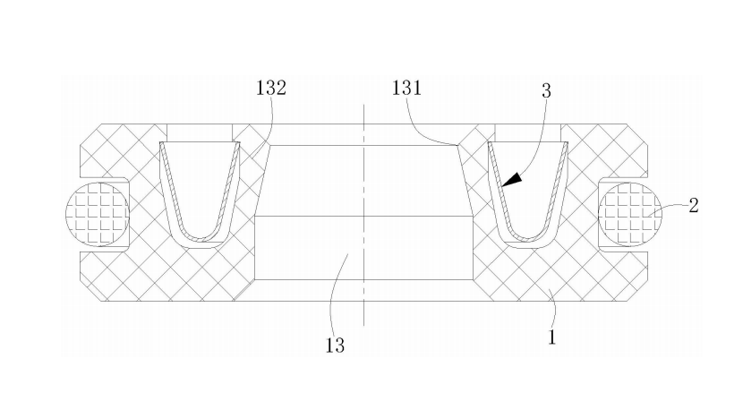 一種耐壓油封件 圖2是本實(shí)用新型的H型油封件的剖視圖 一種耐壓油封件 圖2是本實(shí)用新型的H型油封件的剖視圖